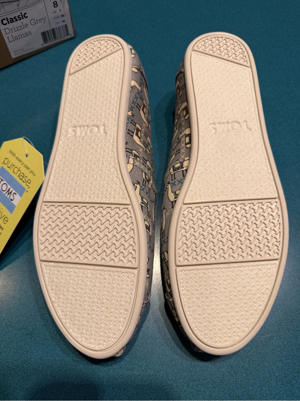 TOMS Grey llamas Canvas Slip-On with Patterned Trim - Picture 2 of 4